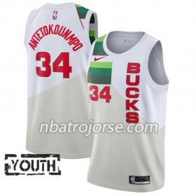 Barn Milwaukee Bucks Tröja Giannis Antetokounmpo 34 2018-19 Nike Vit Swingman
